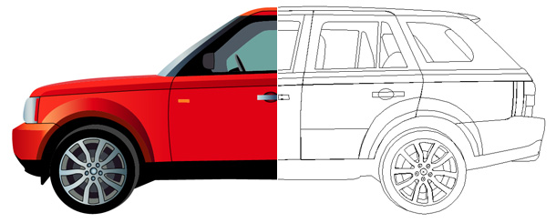 creando un auto rojo en illustrator